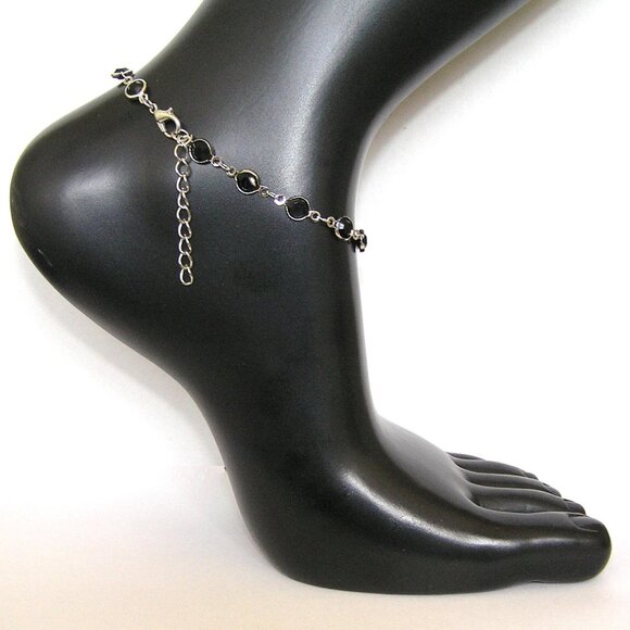 Lucky Ladybug Ankle Bracelet, Anklet, Black Crystal With Ladybird Charm, CZ, NEW - Picture 2 of 4